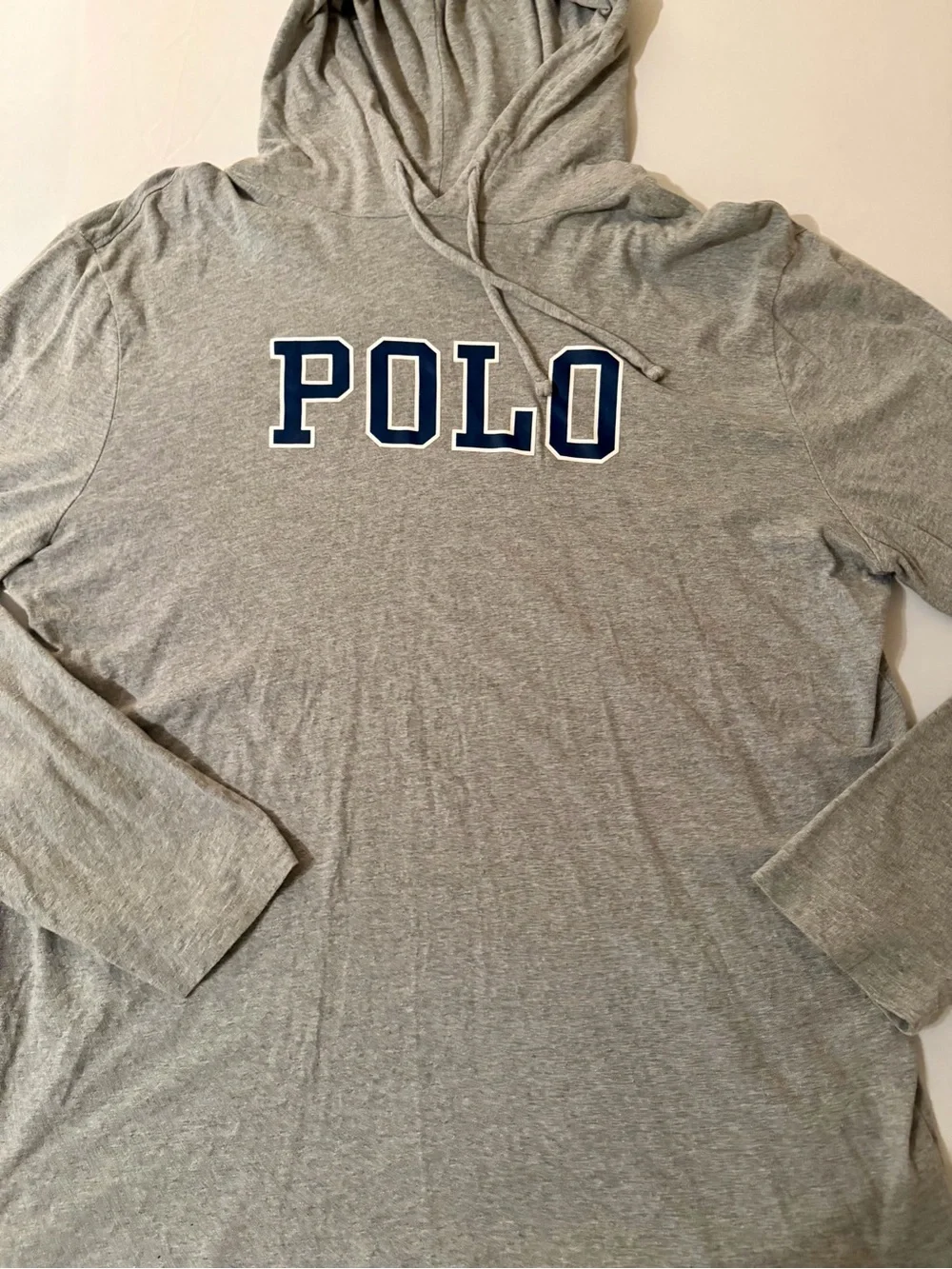 Polo Ralph Lauren Long Sleeve T-Shirt Hoodie Mens XL Gray/Navy Embroidery NWOT